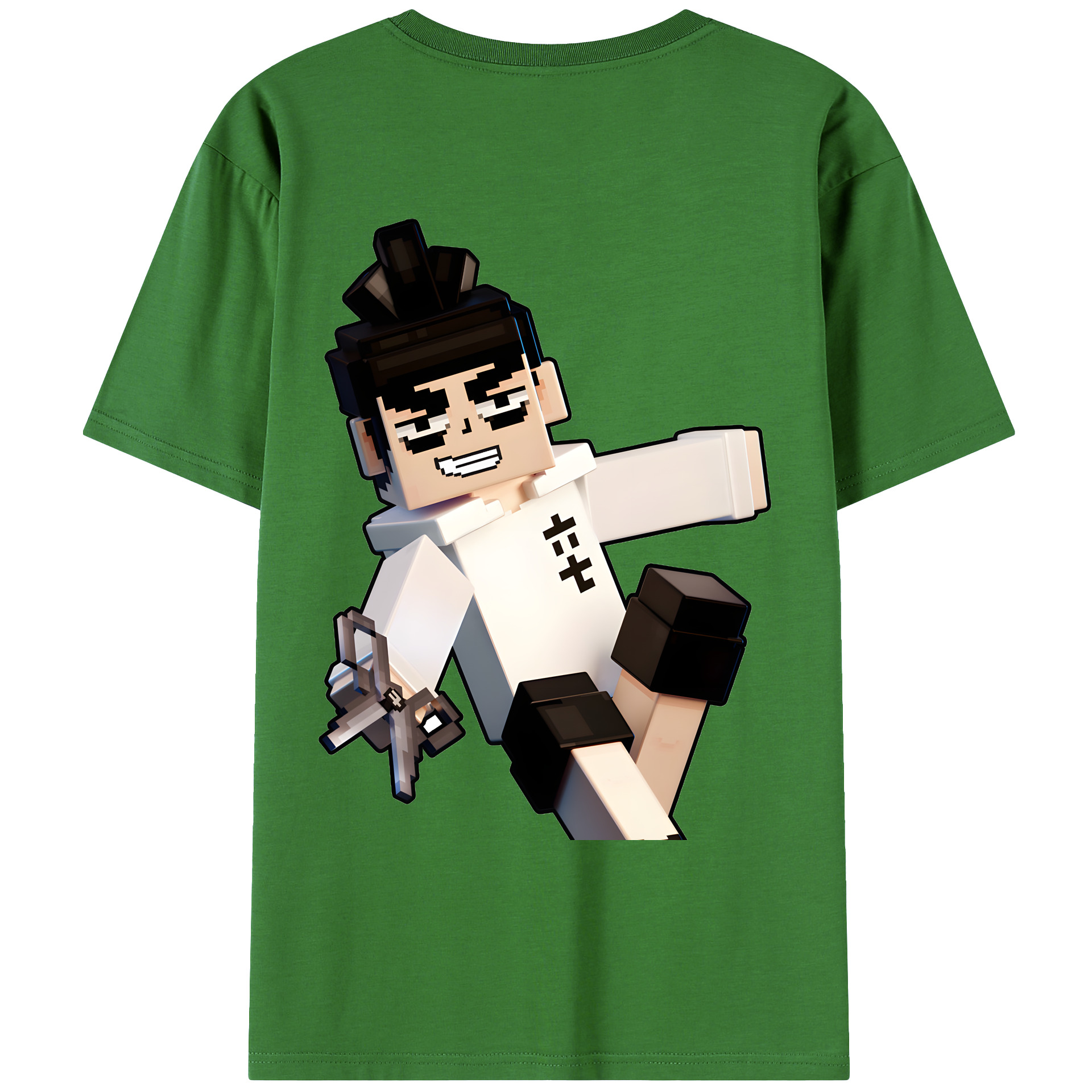 （画像用） マインクラフト ブロックの世界 Minecraft MC Block world レディース半袖Tシャツ(バックプリント)
